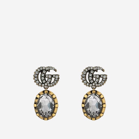 Gucci Double G Earrings with Crystals