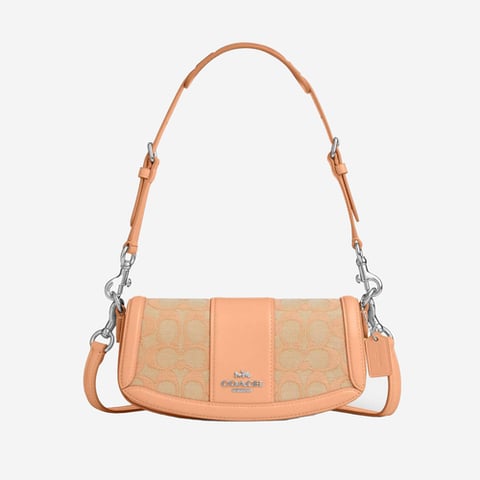Coach Andrea Small Shoulder Bag In Signature Jacquard Silver/Faded Blush