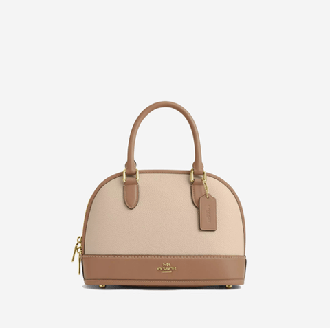 Coach Sabrina Satchel Bag In Colorblock Ivory/Taupe
