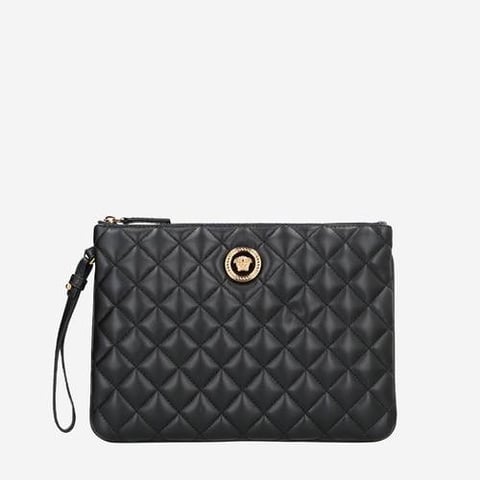 Versace POUCH QUILTED LAMB LEATHER METAL Black