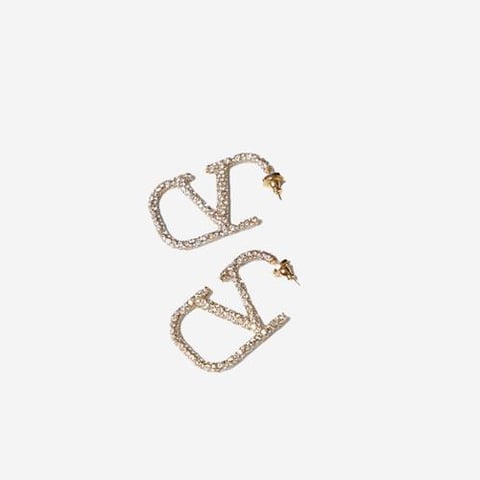 VLOGO SIGNATURE EARRINGS IN METAL AND SWAROVSKI CRYSTALS. (Pre-Order Within 14 Days)