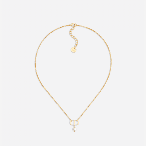 Dior Petit CD Necklace Gold-Finish Metal with a White Resin Pearl 