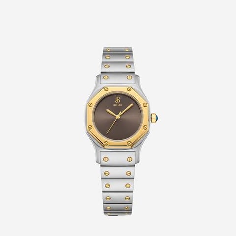  Milano Steel Cart Santos Model Watch – Brown Dial