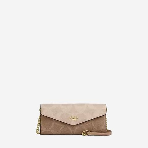 Coach Klare Wallet With Chain In Blocked Signature Canvas