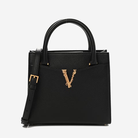 Versace small top handle grainy calf