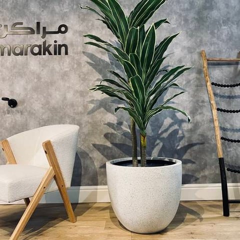 مركن اسطواني لون ابيض جرانيت 