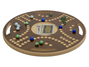 wooden Jackaroo (Jakaro) with playing cards and stones, in brown color