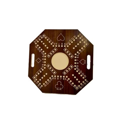 Jaccaro (Jaccaro) wooden board game, numbered, small size with playing cards and stones, brown color