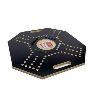 Jaccaro (Jikaro) large wooden board with playing cards and stones, black color.
