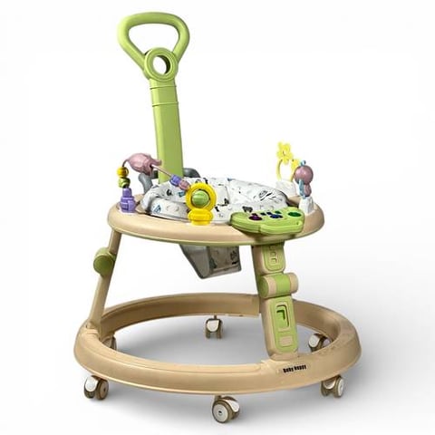 Circular Baby Walker with Push Handle and 360° Rotating Seat – Baby Walker with Push Bar