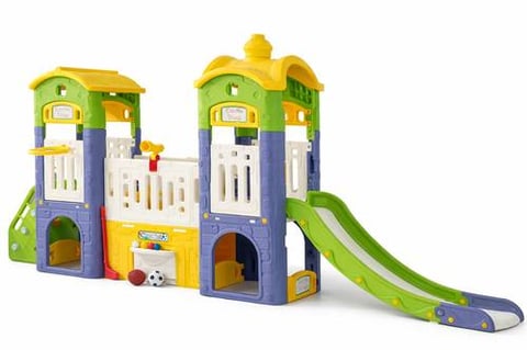 Large Kids Play Castle with Slide and Tunnel - Plastic-Fiber Kids Play City with Multiple Play Features