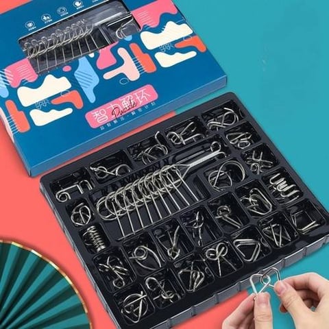 Iron Puzzle Set in Various Unique Shapes – brain teaser toy for kids