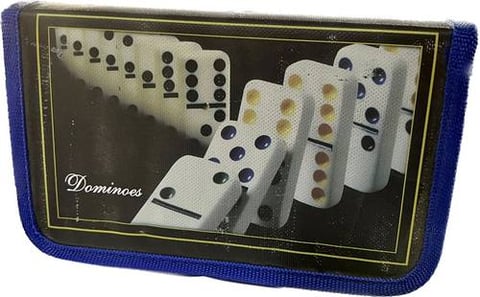Domino marble game covered with a colored plastic layer large size with a multi-colored carrying case