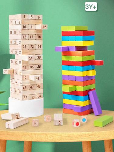 Wooden Jenga Game (Wooden Tower) - Jenga Game with Multiple Shapes