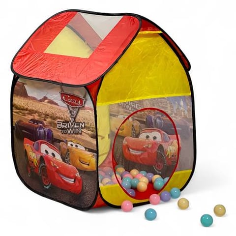 Kids’ Play Tent with Balls – car-themed play tent for children with colorful ball pit setup