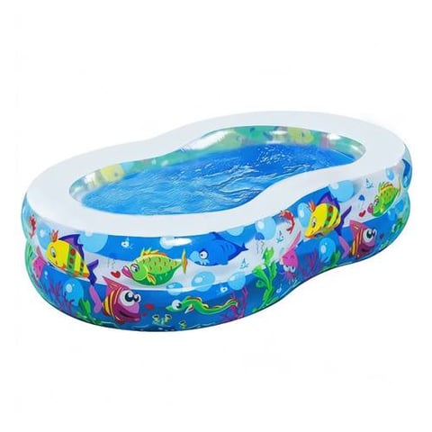 Oval Inflatable Kids Pool with Sea Animals Design