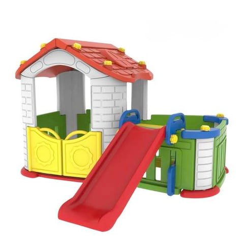 Korean children's playhouse with yard and slide, large size, fiber plastic, Multiple colors