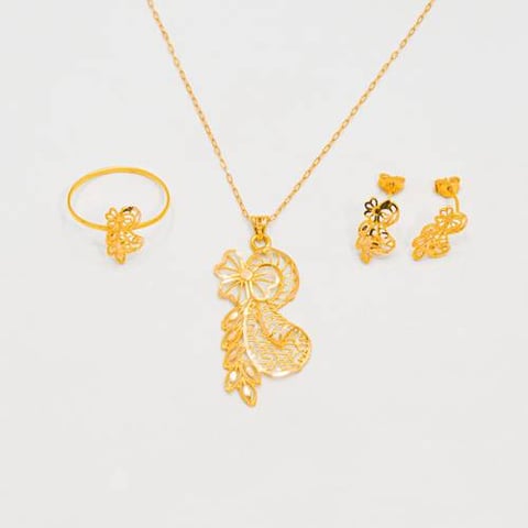 Flowers half set 21k, gold 