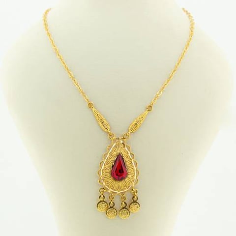 Red drop necklace 21k, gold