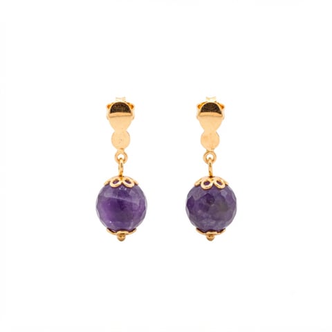 Purple earring 18k, gold