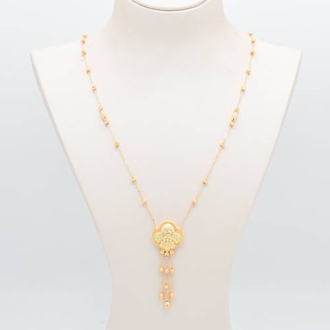 Sky blue long necklace 21k, gold 