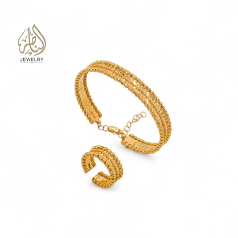 طقم سواره وخاتم ذهب عيار ٢١ قيراط 