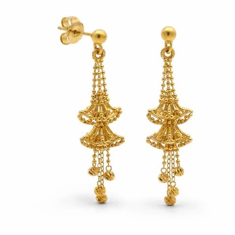 21K Gold Earrings - Tiered Gulf Design