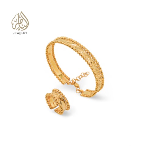 طقم سواره وخاتم ذهب عيار ٢١ قيراط 