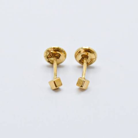 cube earring for kids, 18k