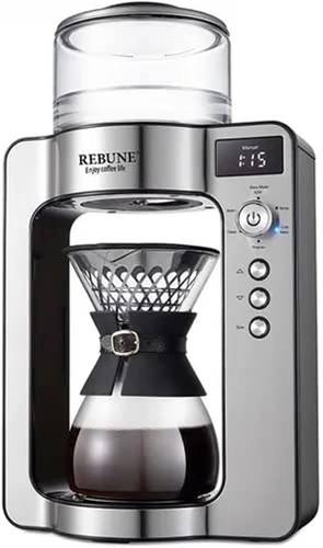 ريبون ماكينة تقطير قهوة ارابيكا 1500 واط 1 لتر - شاشة LCD - فضي - RE-6-027