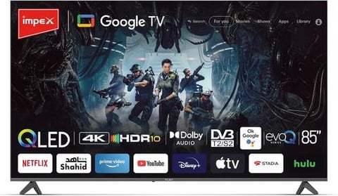 Ambex 85-Inch QLED TV – Google TV – 144Hz – Model EVOQ85S4QLC2| Ultimate Home Cinema Experience