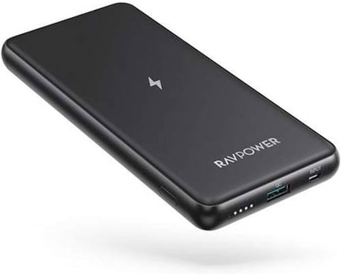 باور بنك راف باور 10000 ملي امبير بمنفذ تايب سي ومنفذ مايكرو ومنفذ USB بقوة 10 واط - موديل RP-PB084