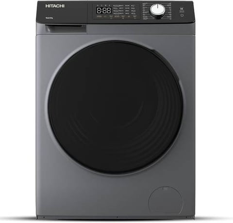 غسالة اتوماتيك هيتاشي 8.5 كيلو تحميل امامي 16 برنامج - شاشة LED - كومبو - رمادي - BD -D802HVOS