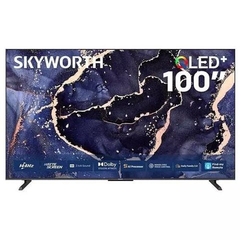 شاشة سكاي ورث 100 بوصة QLED - نظام Google TV دقة UHD - ريموت ذكي - 100Q7800H