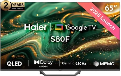 شاشة هاير  65 بوصة QLED سمارت Google TV بدقة 4K UHD - دولبي فيجن واتموس - H65S80FUX