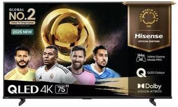 هايسنس شاشة 75 بوصة سمارت 4K UHD - نظام فيدا QLED - نظام صوت دولبي - 75Q612Q