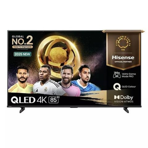 Hisense 85-Inch 4K QLED Smart TV – VIDAA System – Dolby Audio – 144Hz Refresh Rate (Supports 240Hz FHD) – AI Technology – Filmmaker Mode – IMAX Cinematic Experience – Voice Remote – Model 85Q72Q