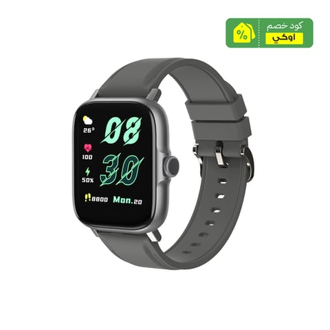ساعة يد ذكية من أوكيه مع ميزة الإتصال - رمادي - موديل SW-1P GRAY