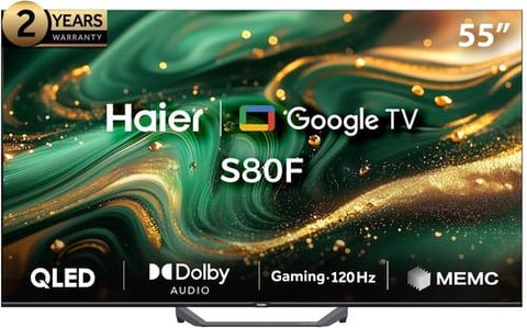 شاشة هاير 55 بوصة QLED سمارت Google TV بدقة 4K UHD - دولبي فيجن واتموس - H55S80FUX