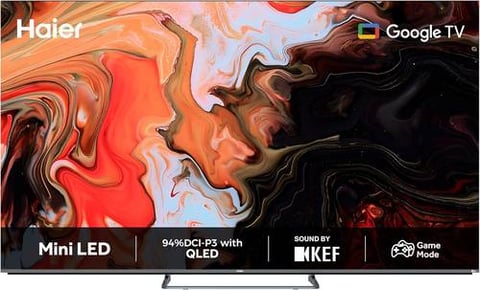 شاشة هاير 85 بوصة ميني لد Mini LED سمارت Google TV معدل تحديث 120 هرتز - تحكم صوتي - صوت من KEF، 2*15 واط + 20 واط - دولبي فيجن واتموس - H65S80FUX