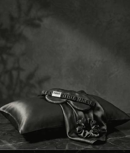 غطاء مخدة حرير ملبري ١٠٠٪ iSelect- 100% Pure Mulberry Silk CHARCOAL