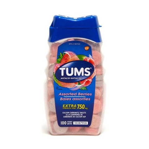 حبوب المضغ للحموضة وحرقة المعدة بنكهة التوت 100 حبة TUMS