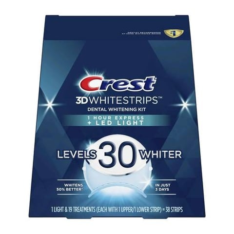 شرائح تبييض الأسنان مع جهاز ضوء LED تبييض ٣٠ درجة من Crest