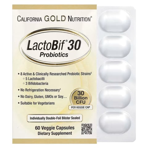 كبسولات بروبيوتيك ٣٠ مليار ٦٠ كبسولة نباتية California Gold Nutrition