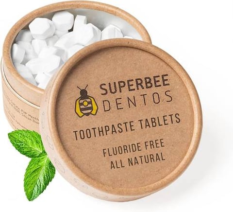 معجون أسنان طبيعي نباتي خال من الفلورايد مثالي للتنقل للكبار والأطفال SuperBee