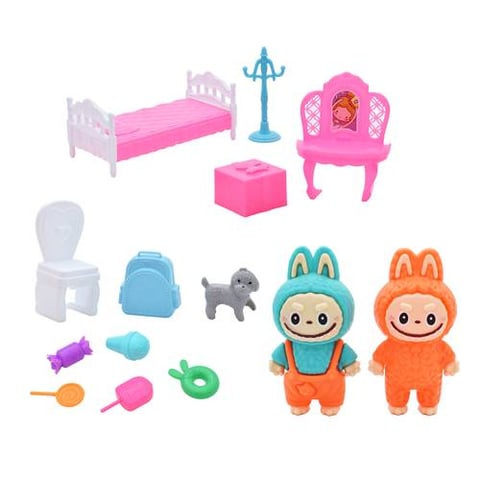 Miniature Play Set With Furniture And Accessories - Dolls