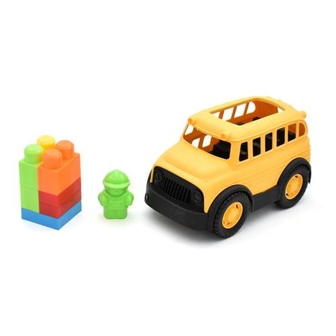 School Bus With A Set Of 9-Piece Shape Puzzle Pieces