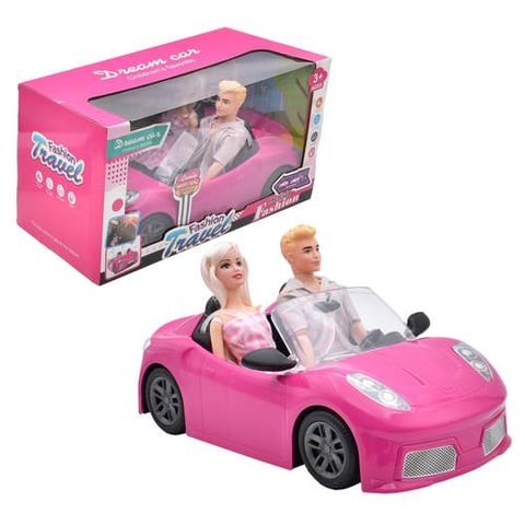 Pink Travel Car For Girls + Two Dolls - Doll Games