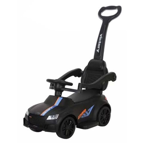 A push car for children in the shape of a racing car
