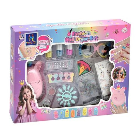 Unicorn-Themed Nail Art And Drying Set For Kids With Sunglasses - Makeup Toys